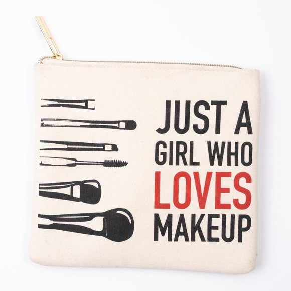 Tartan & Twine Handbags - "Just a Girl Who Love's Makeup" canvas make-up bag case